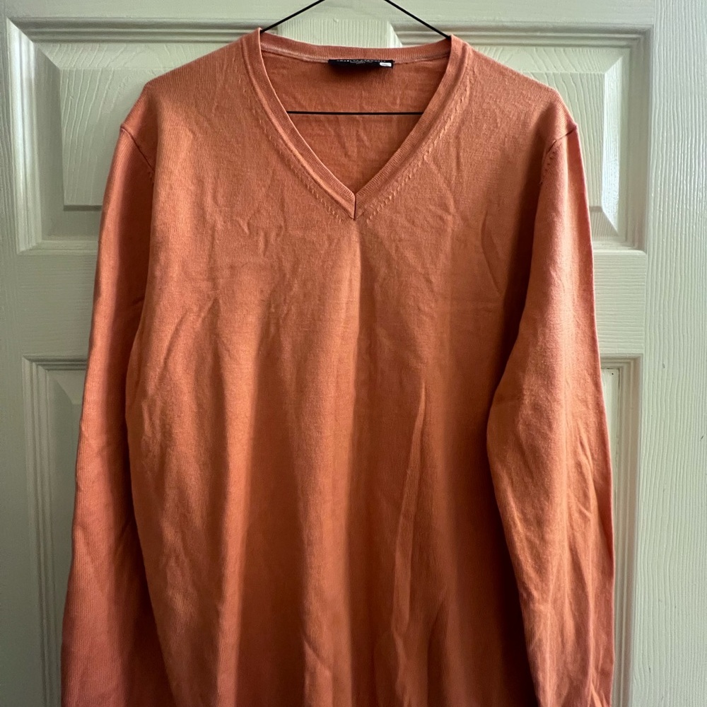 Men's Orange V-Neck Sweater